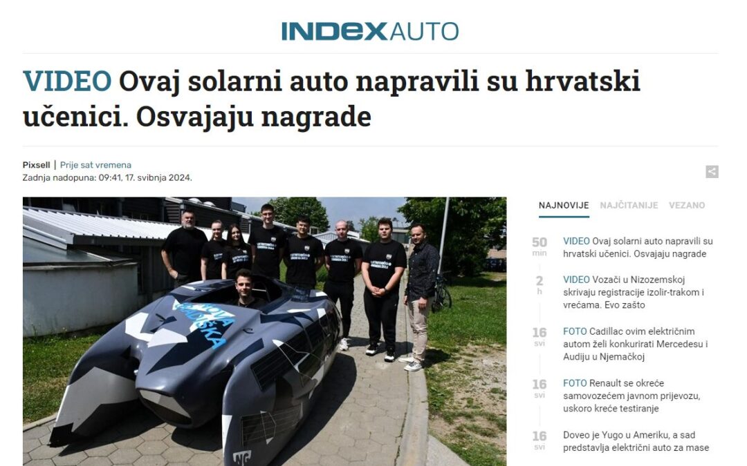 Naš solarni automobil na portalu Index.hr