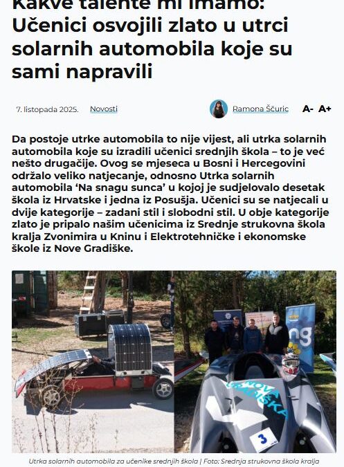 Srednja.hr o utrci solarnih automobila