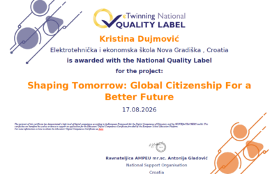 eTwinning projektu dodijeljena Nacionalna oznaka kvalitete!